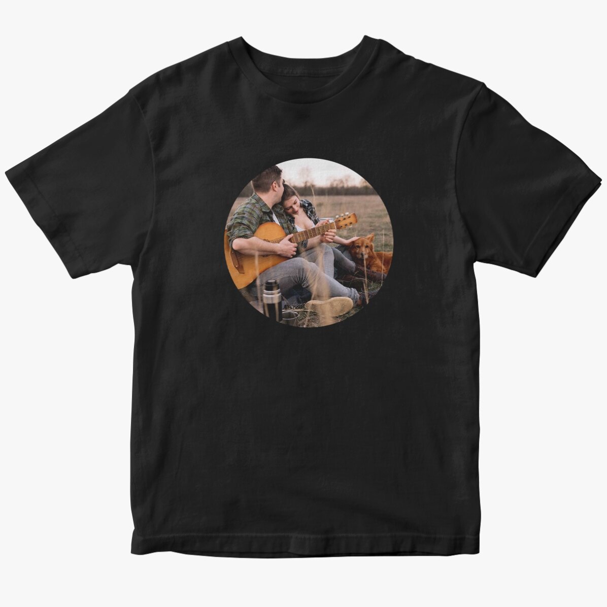T-shirt en coton personnalisé avec une photo ronde