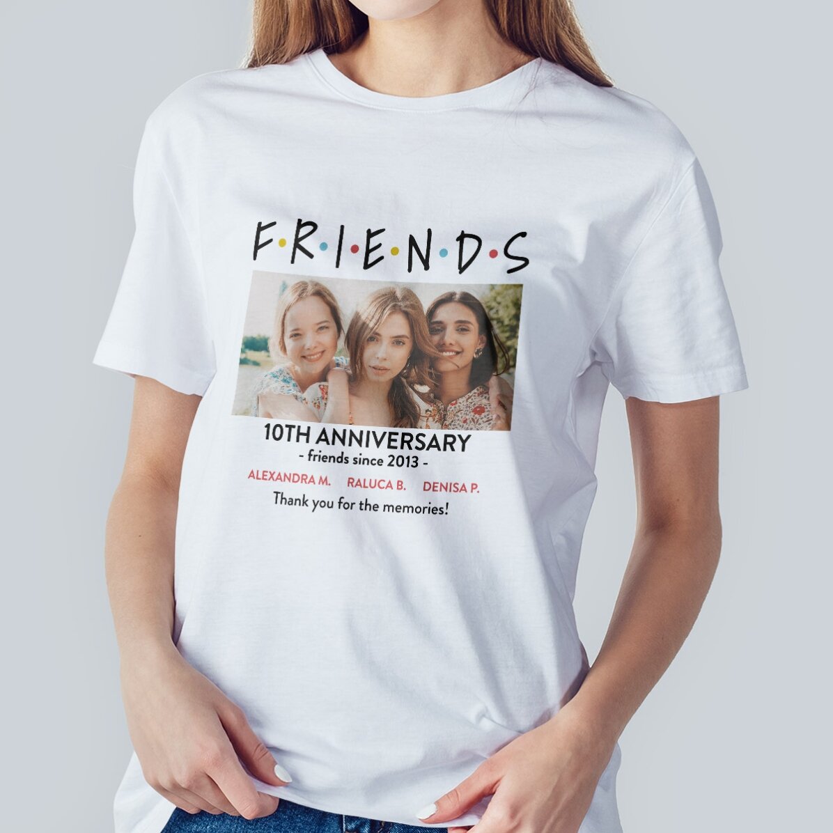 T-shirt en coton personnalisé avec une photo et un message - FRIENDS