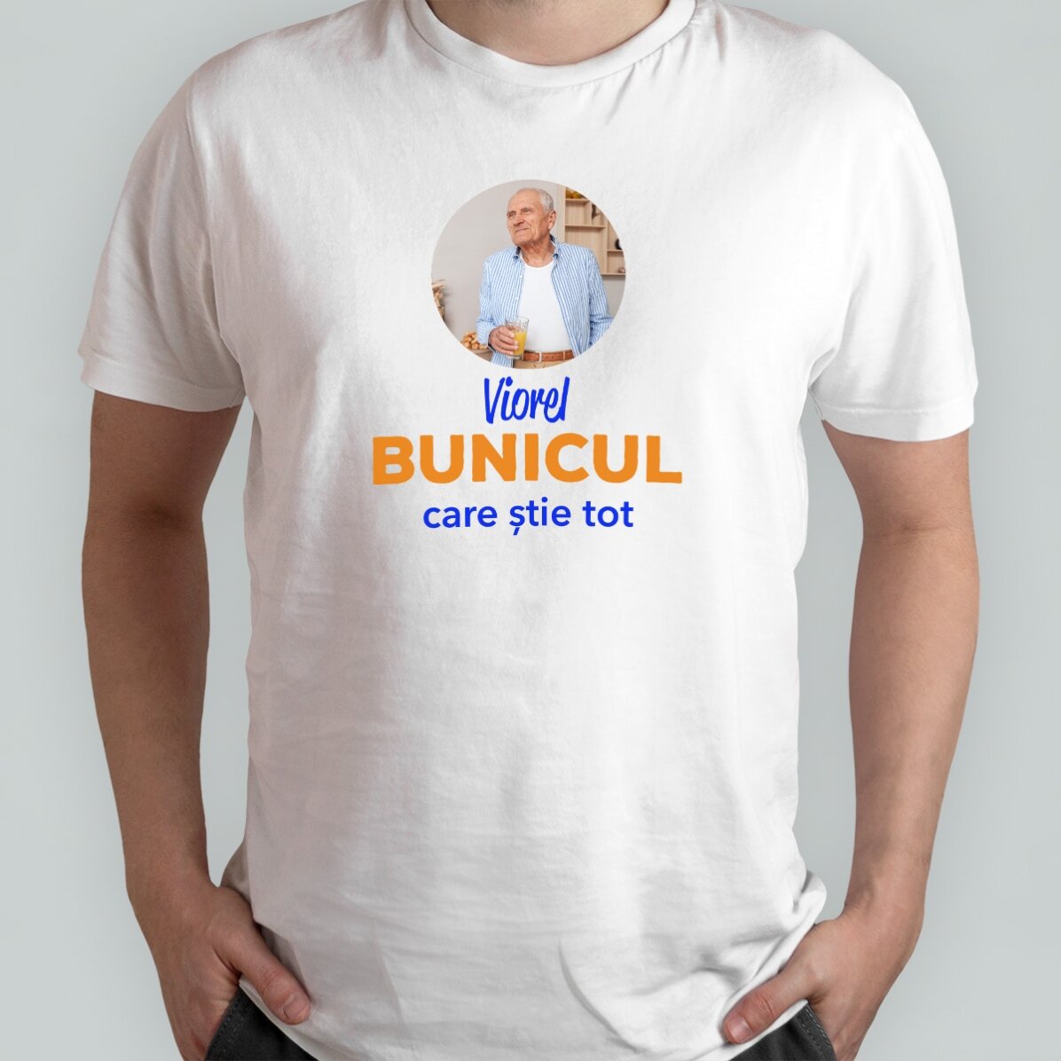 T-shirt en coton personnalisé avec photo et texte - Grand-père