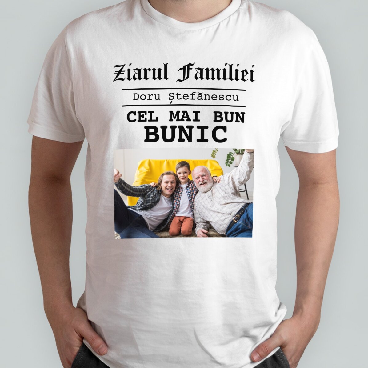T-shirt en coton personnalisé avec photo et texte - Les meilleurs grands-parents