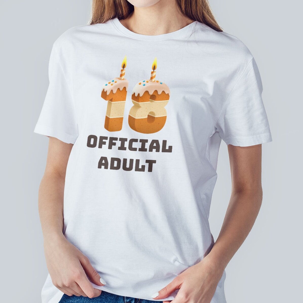 T-shirt en coton personnalisé avec un texte - 18 Cake