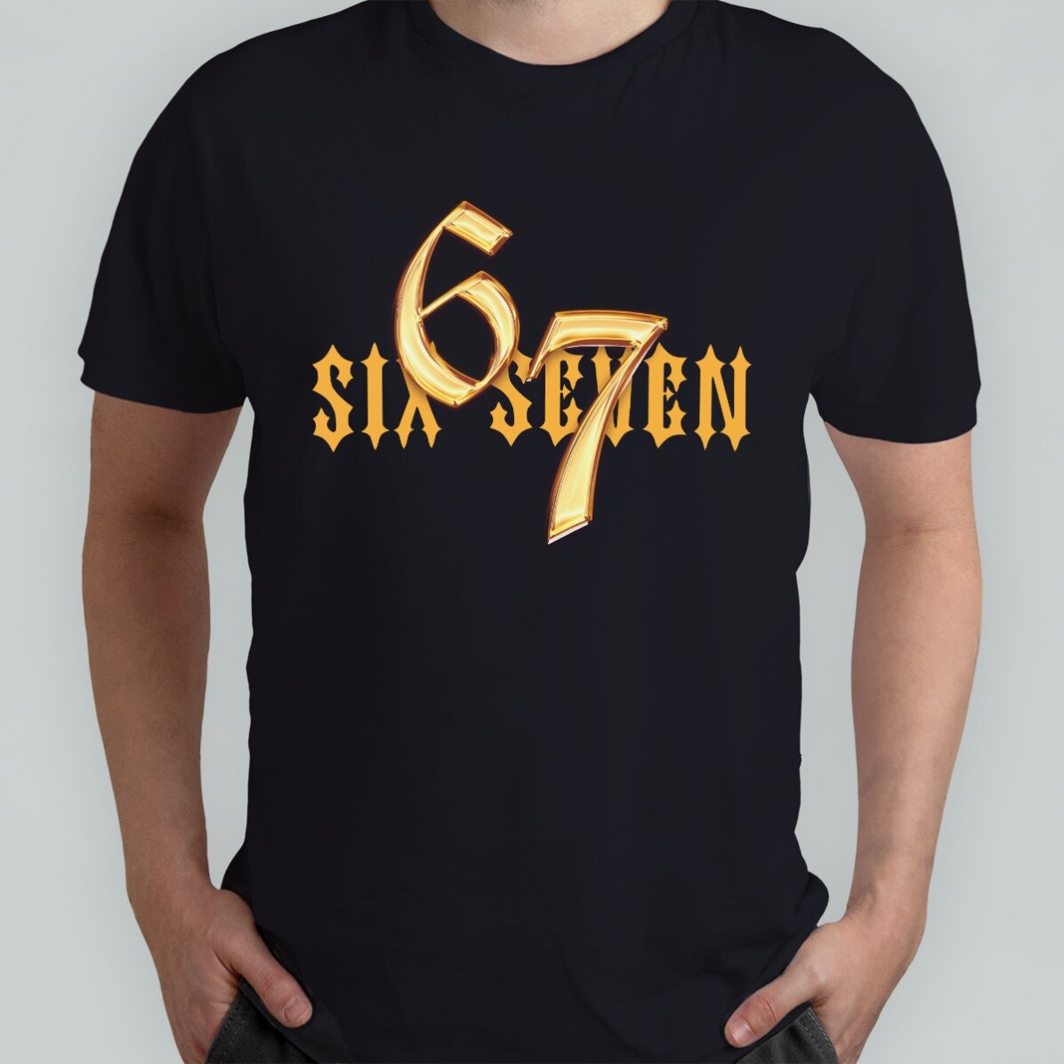 T-shirt en coton personnalisé avec un texte - 67 Six Seven