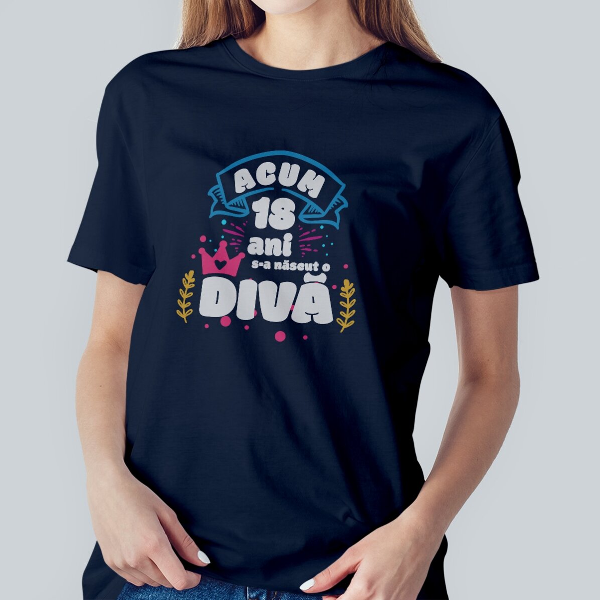 T-shirt en coton personnalisé avec un texte - Il y a 18 ans, une diva voyait le jour