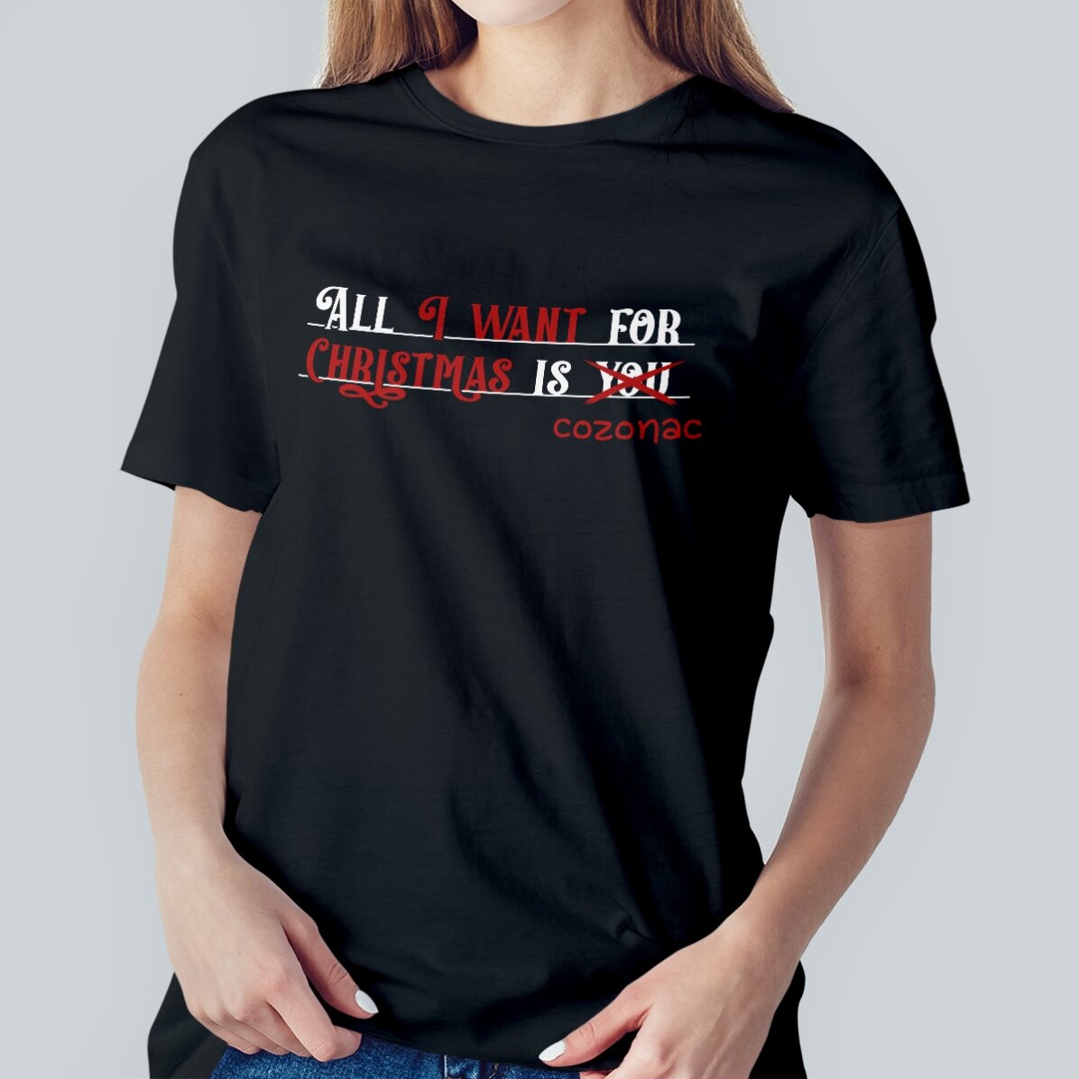 T-shirt en coton personnalisé avec le texte « All I want for Christmas »