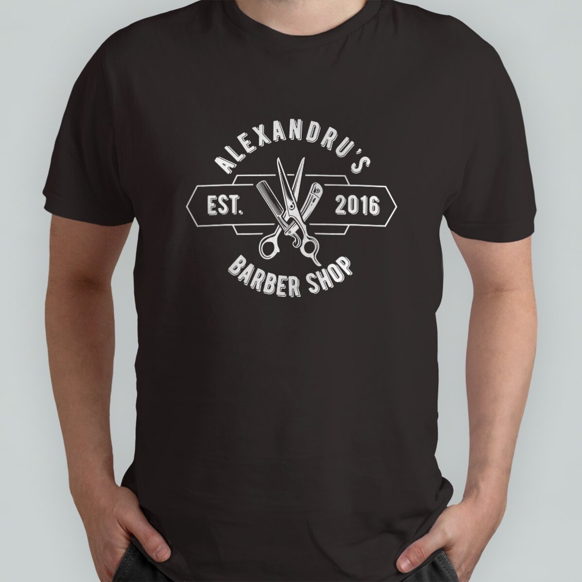 T-shirt en coton personnalisé avec un texte - Barber Shop