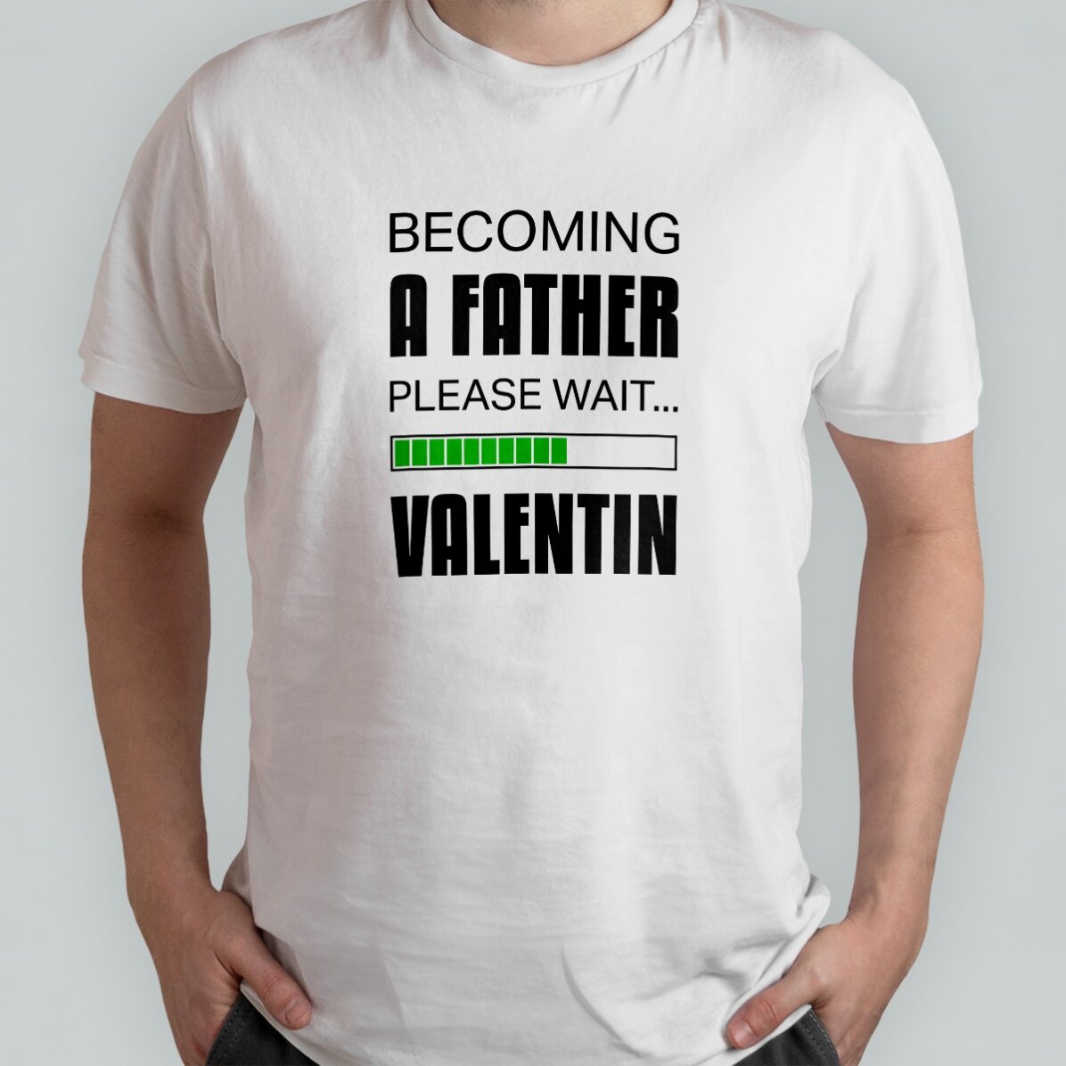 T-shirt en coton personnalisé avec le texte « Becoming a father »