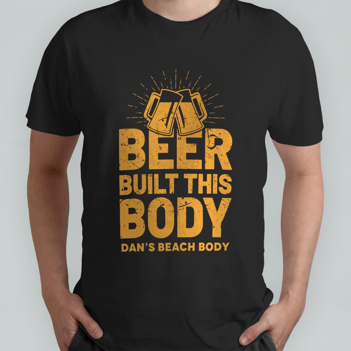 T-shirt en coton personnalisé avec le texte « Beer Built This Body »