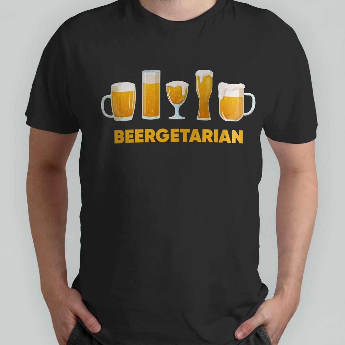 T-shirt en coton personnalisé avec un texte - Beergetarian