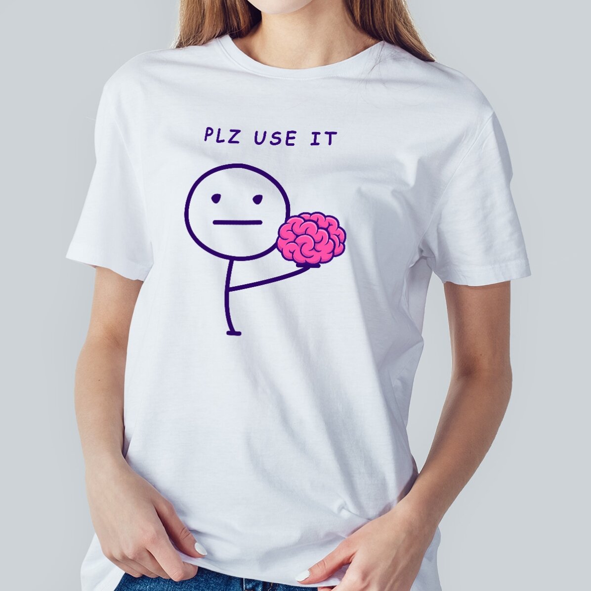 T-shirt en coton personnalisé avec un texte - Brain