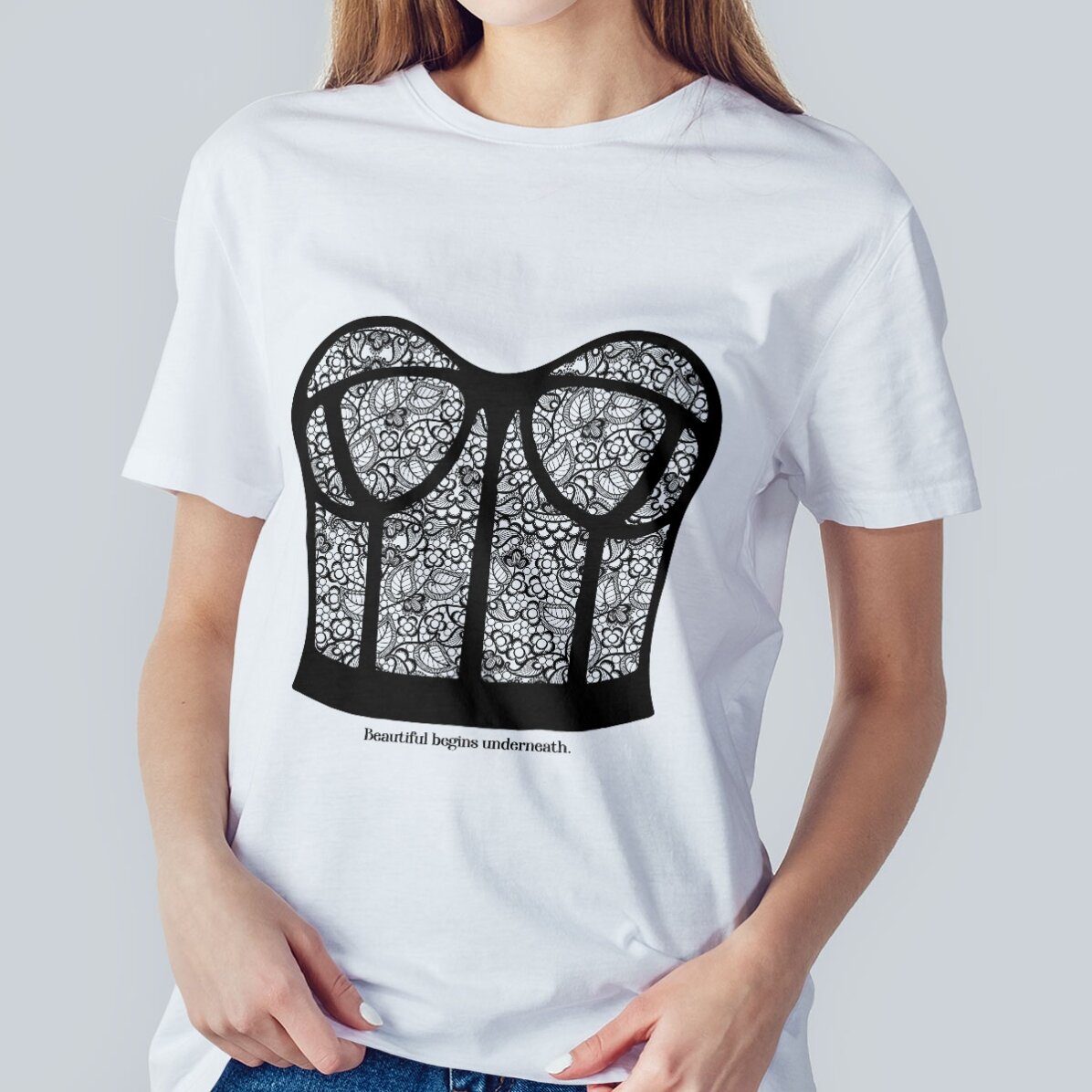T-shirt en coton personnalisé avec un texte - Corset