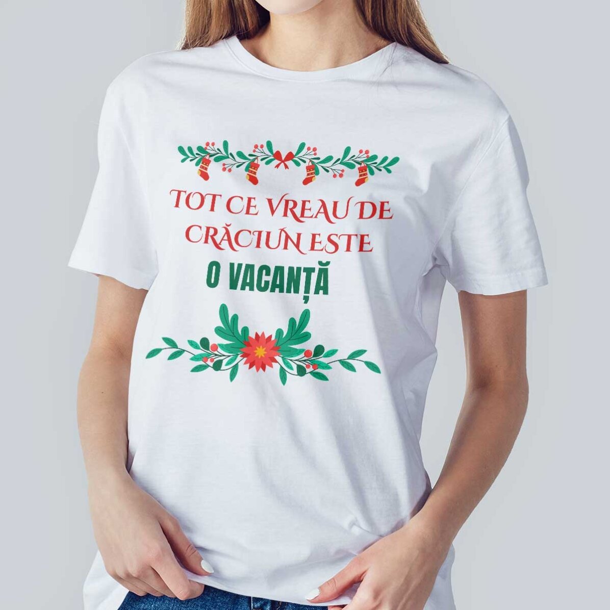 T-shirt en coton personnalisé avec un texte - Souhait de Noël