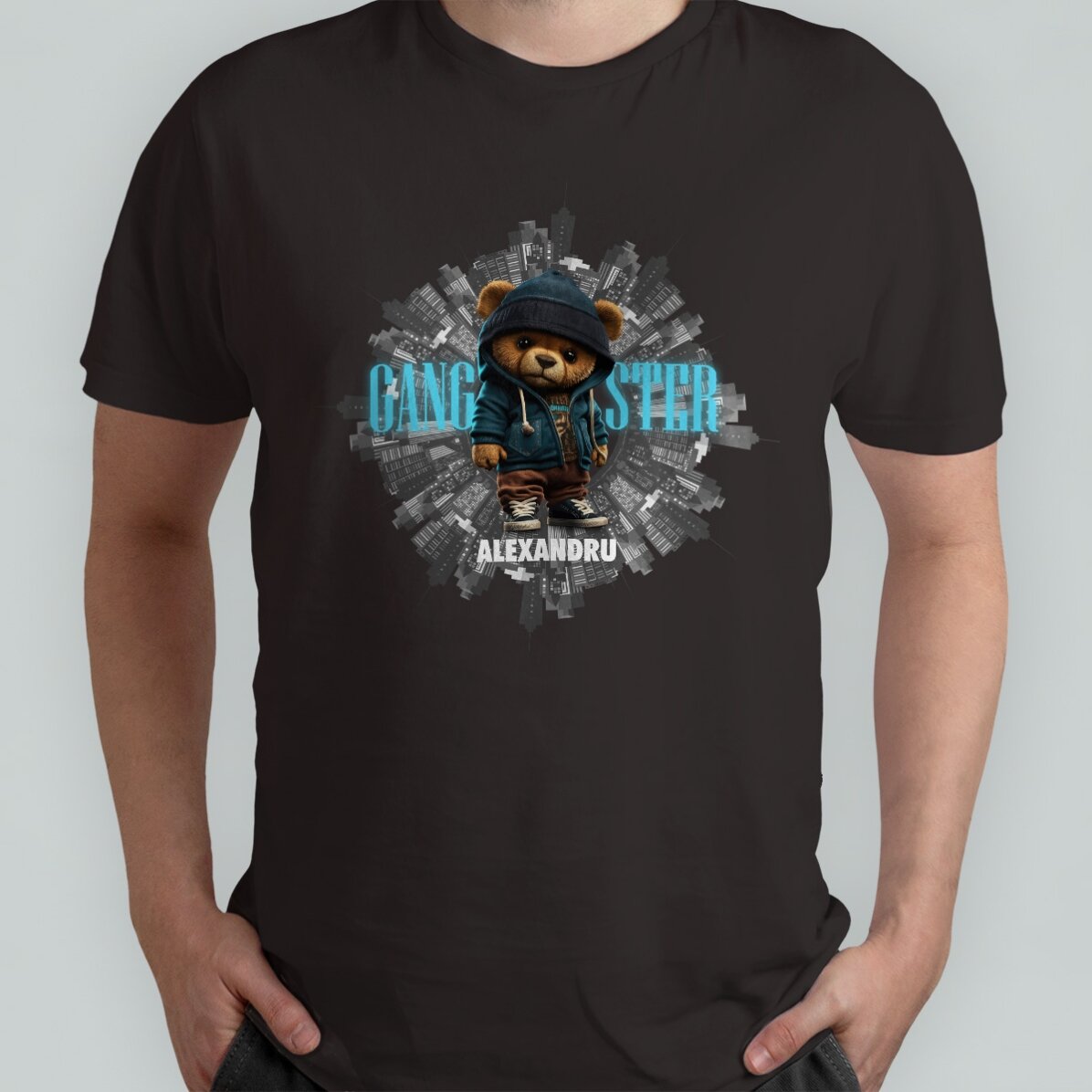 T-shirt en coton personnalisé avec un texte - Gangster