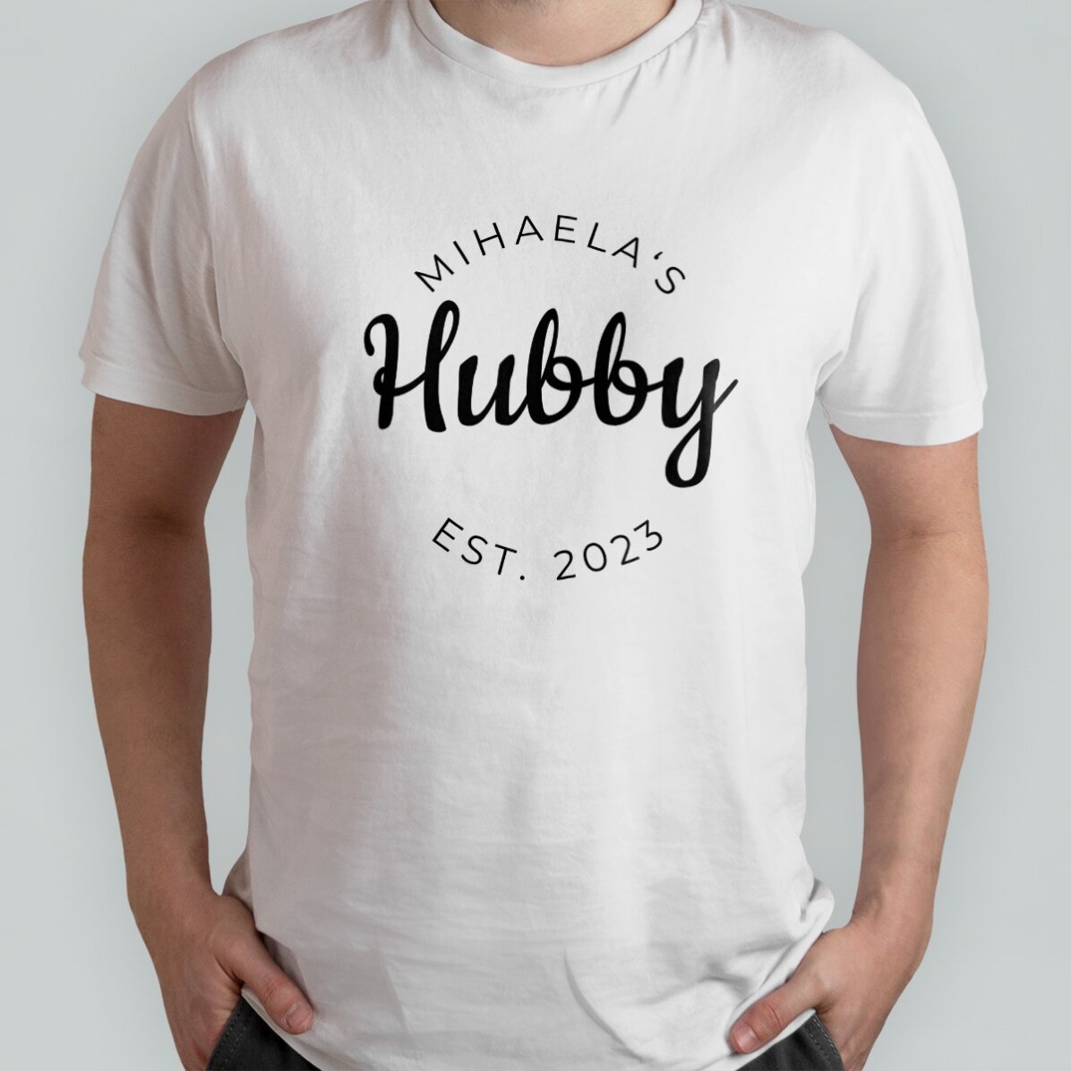 T-shirt en coton personnalisé avec inscription - Hubby & Wifey