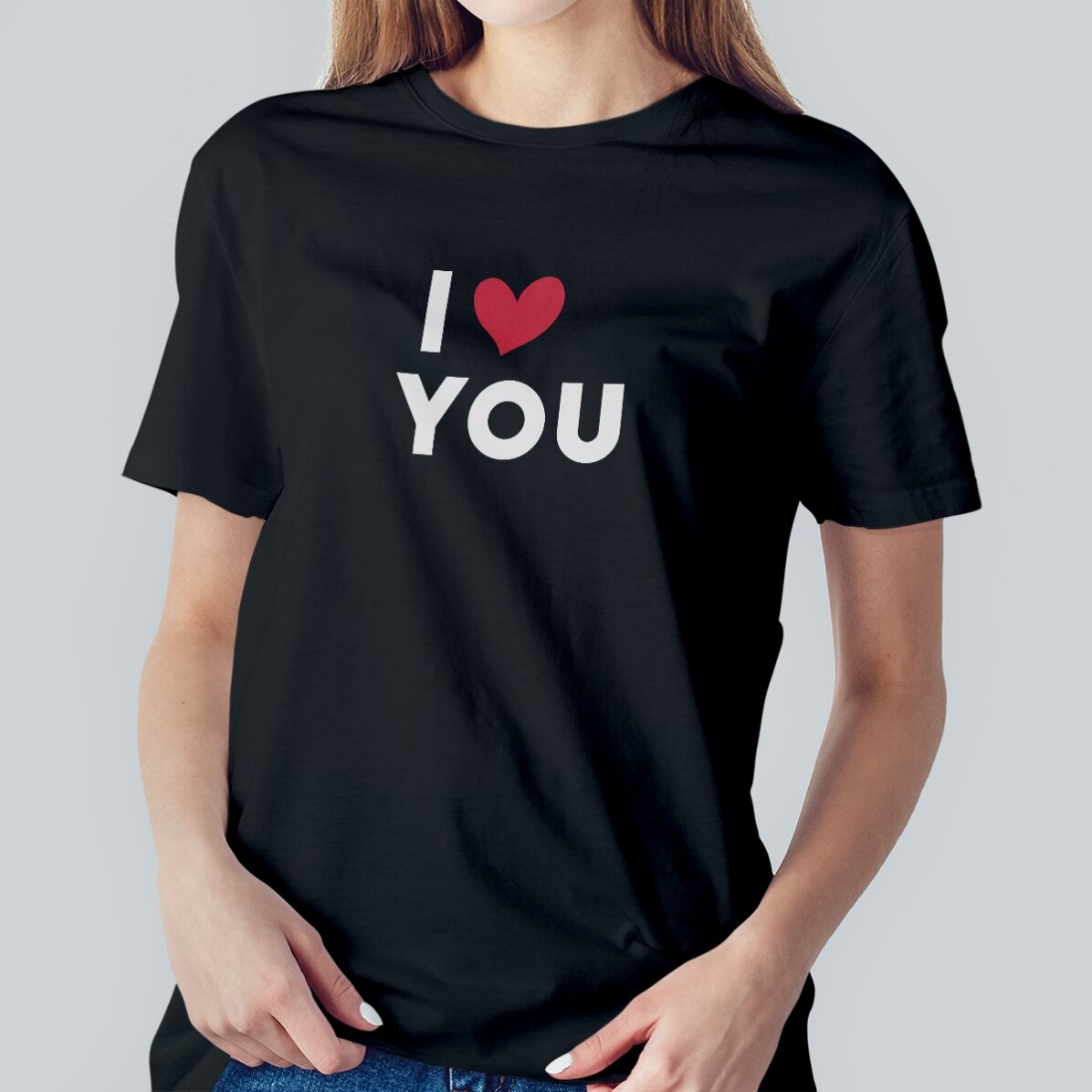 T-shirt en coton personnalisé avec le texte « I love... »