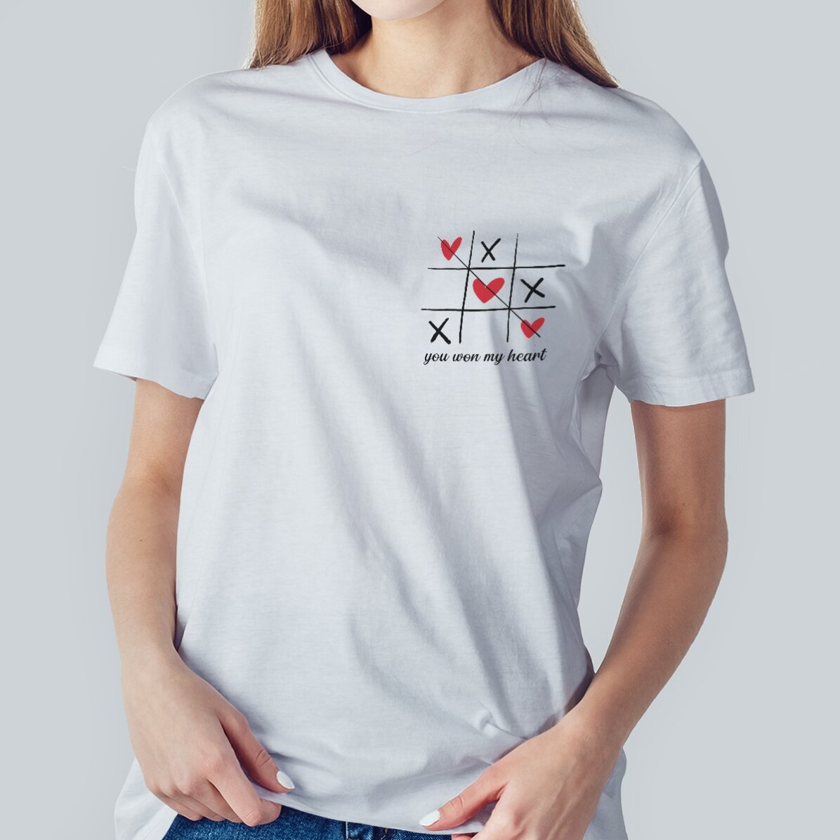 T-shirt en coton personnalisé avec un texte - Cœur