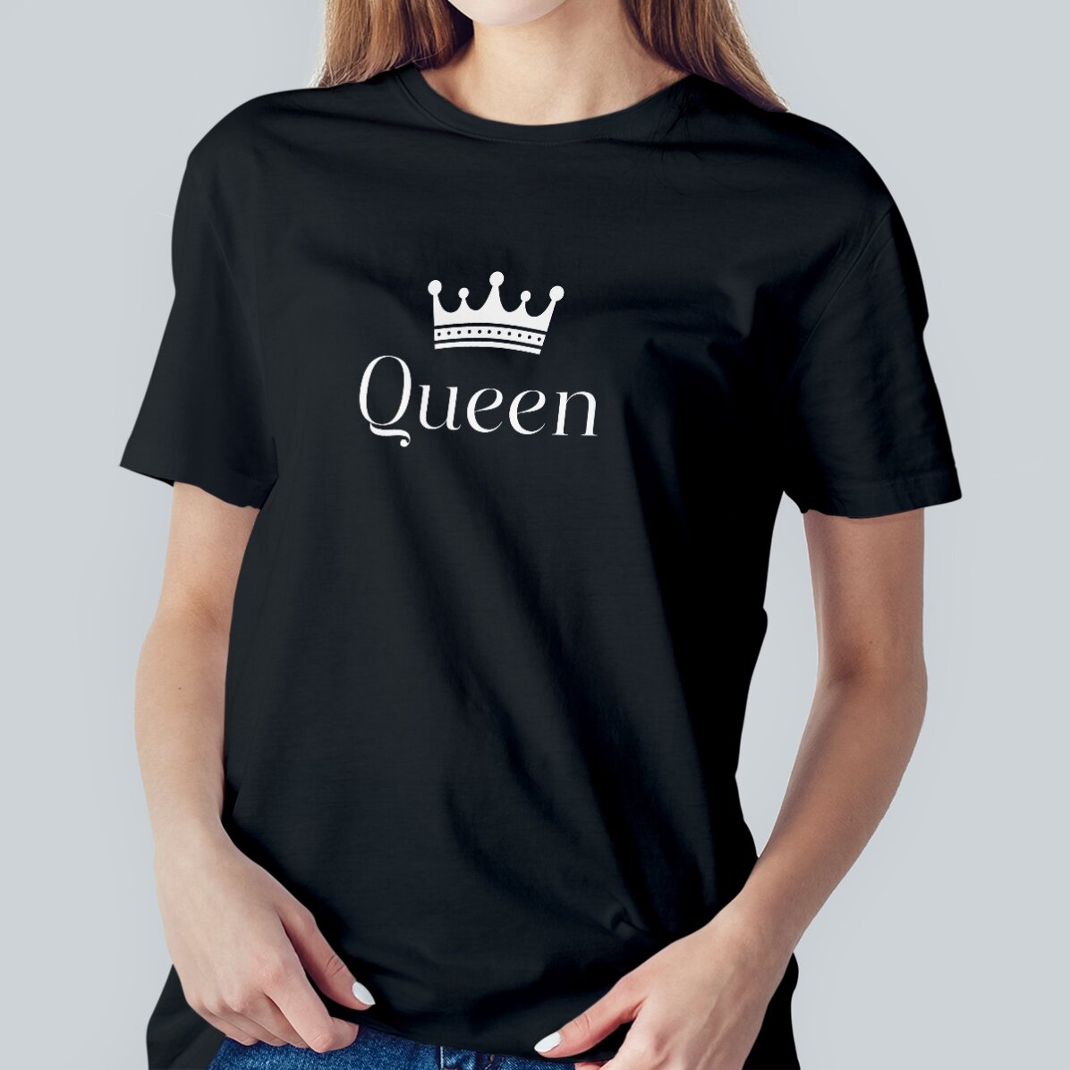 T-shirt en coton personnalisé avec un texte - King & Queen
