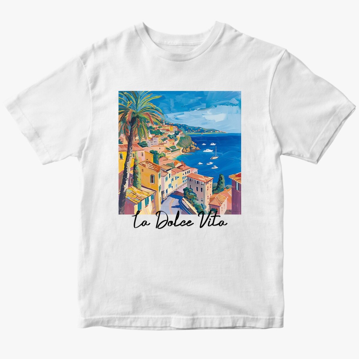 Custom cotton T-shirt with text - La Dolce Vita