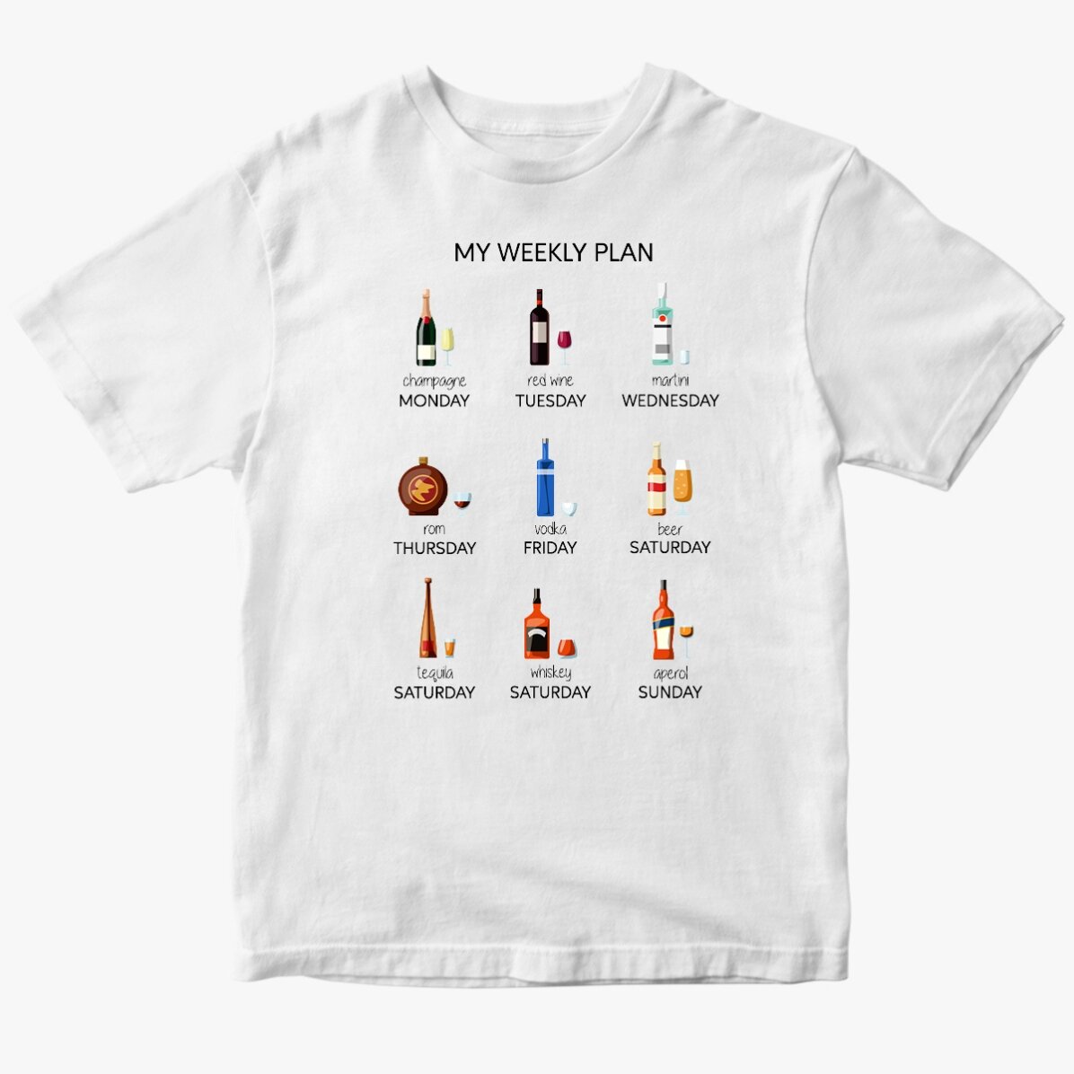 T-shirt en coton personnalisé avec un texte - My weekly plan
