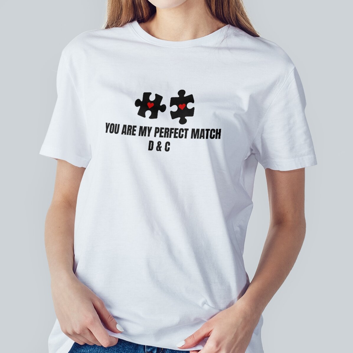 T-shirt en coton personnalisé avec un texte - Perfect Match