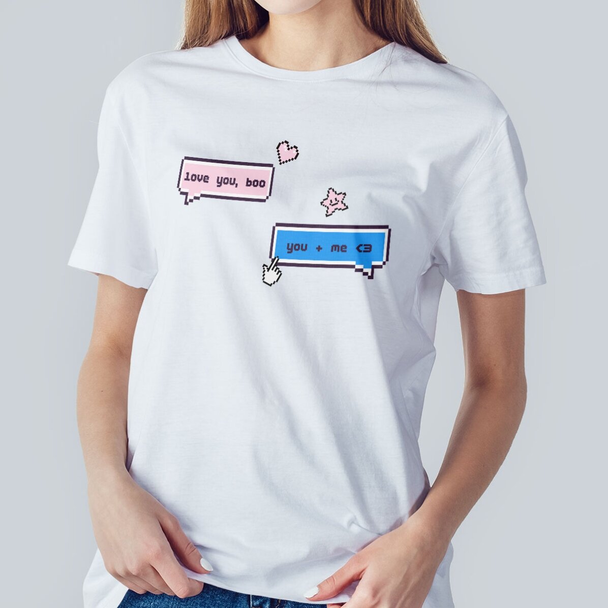 T-shirt en coton personnalisé avec un texte - Pixel Chat