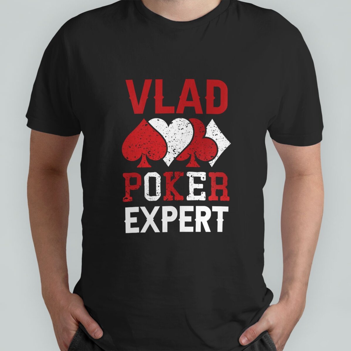 T-shirt en coton personnalisé avec inscription - Expert en poker