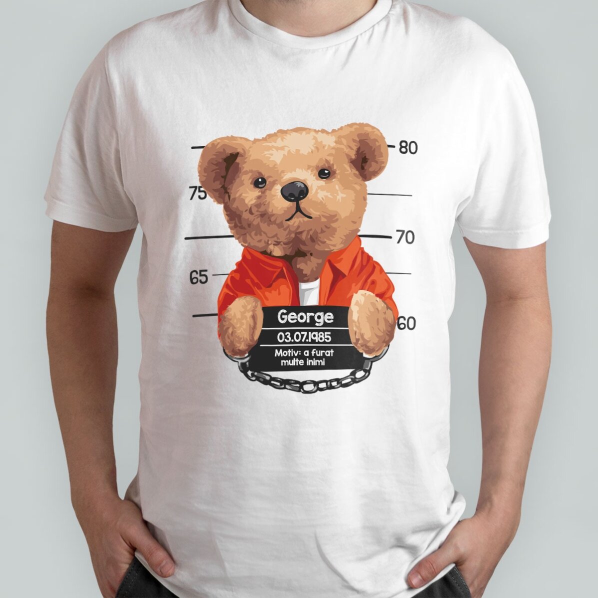 T-shirt en coton personnalisé avec inscription - Prison teddy bear