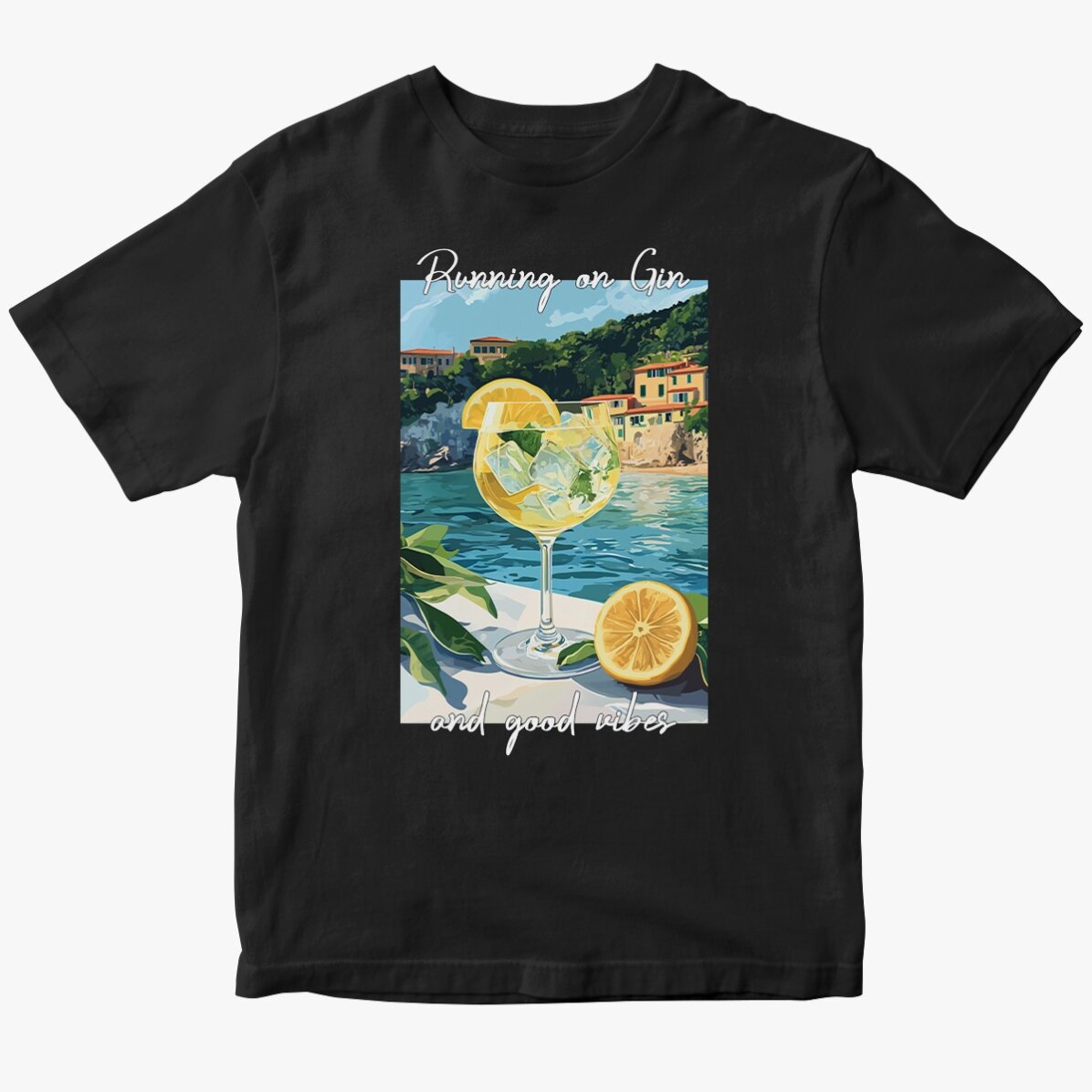 T-shirt en coton personnalisé avec un texte - Running on Gin
