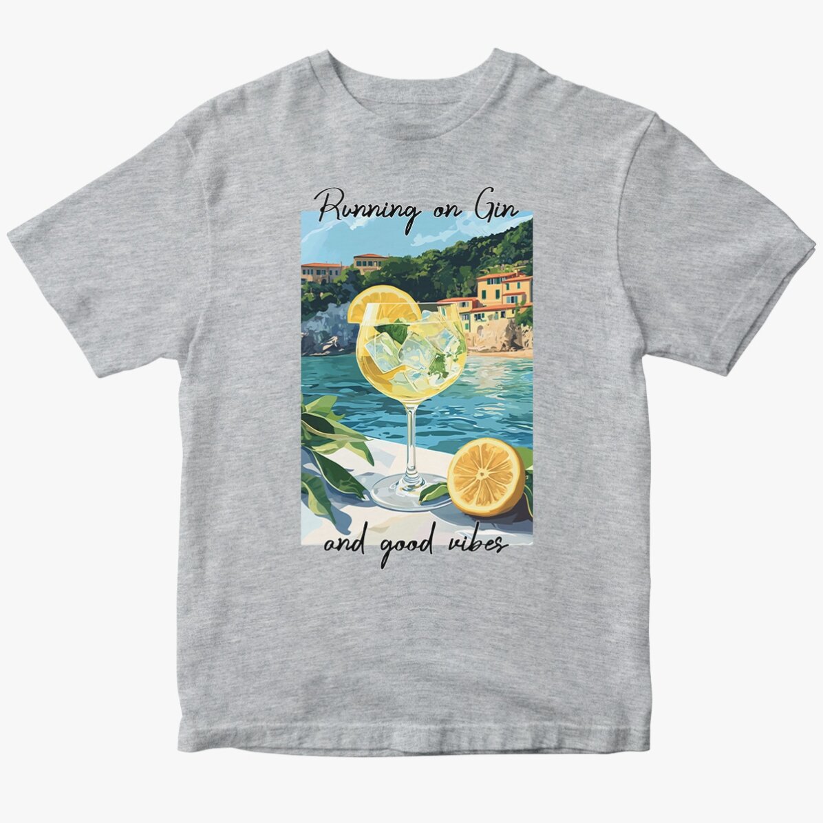 T-shirt en coton personnalisé avec un texte - Running on Gin