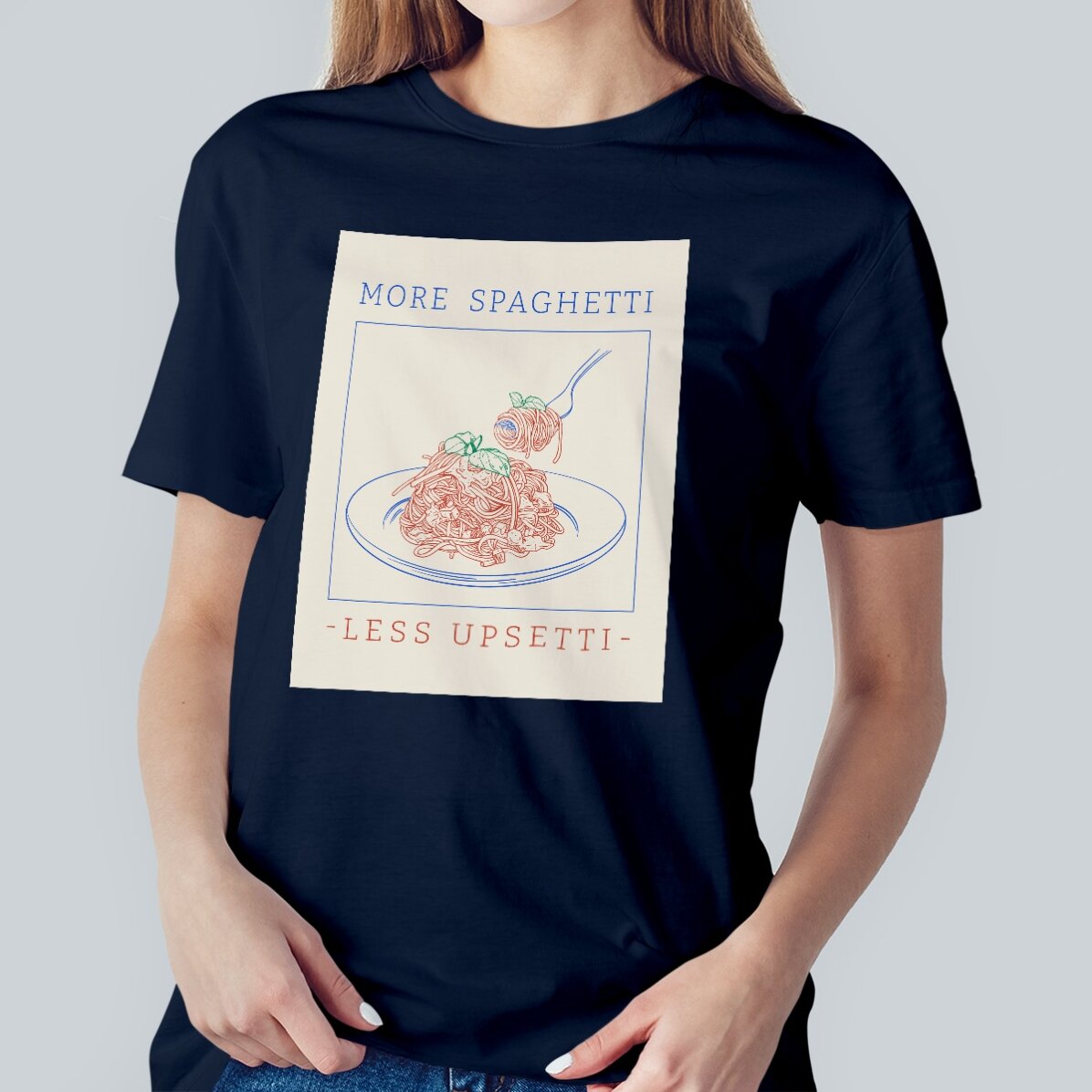 T-shirt en coton personnalisé avec un texte - Spaghetti