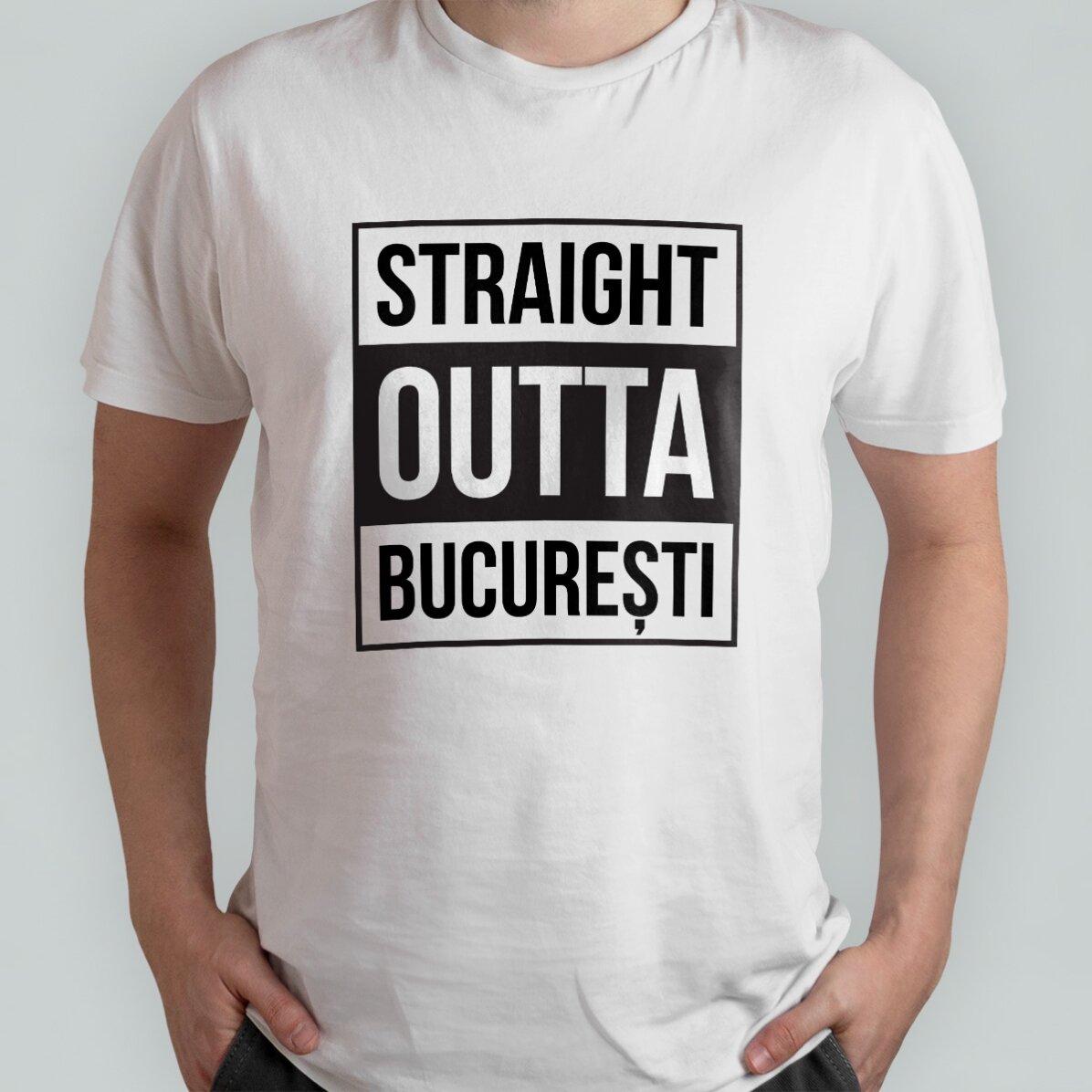 T-shirt en coton personnalisé avec un texte - Straight outta