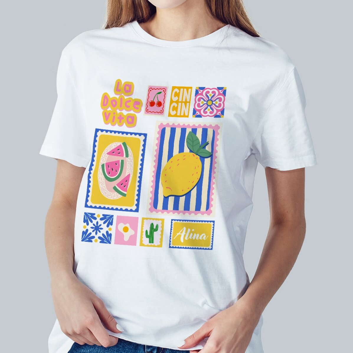 T-shirt en coton personnalisé avec un prénom - Summer