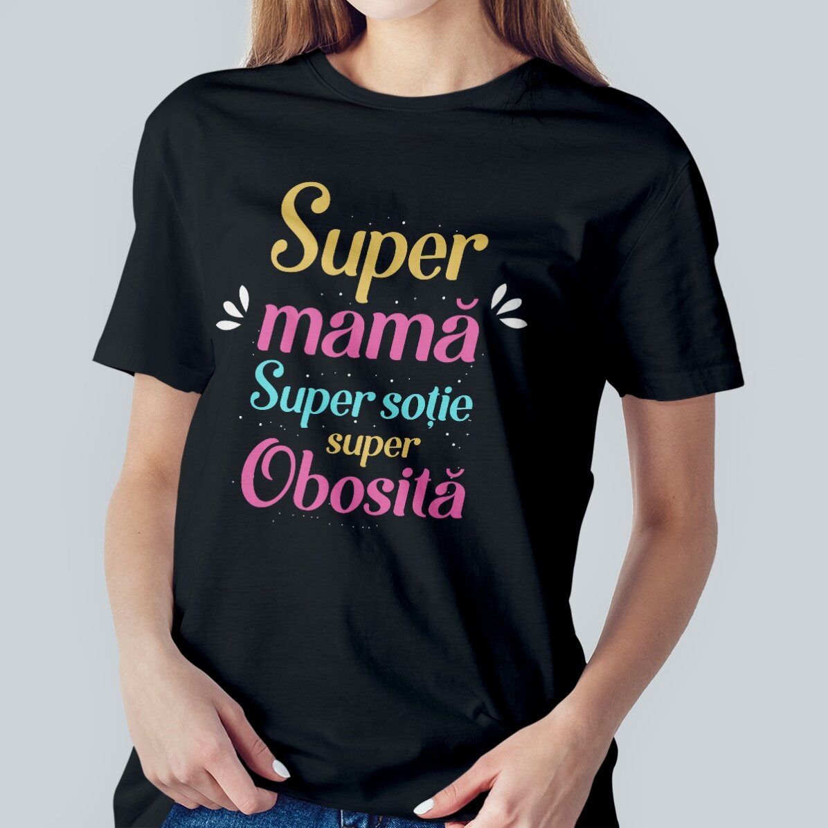 T-shirt en coton personnalisé avec inscription - Super Mama