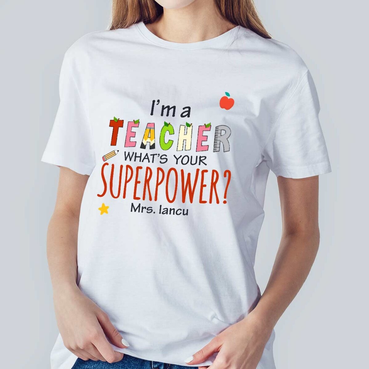 T-shirt en coton personnalisé avec un texte - Superpower