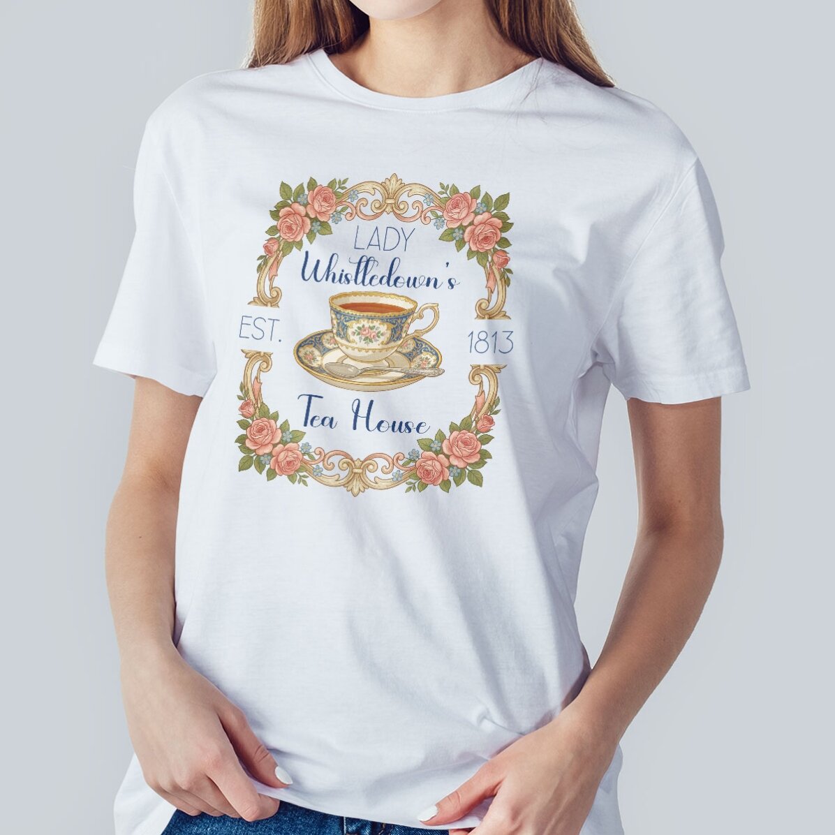 T-shirt en coton personnalisé avec un texte - Tea House