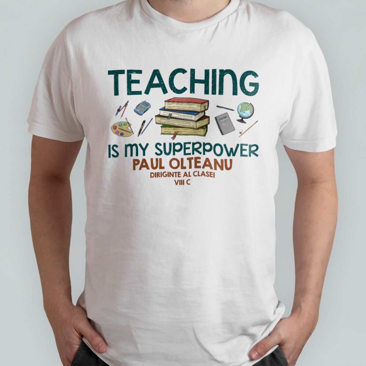 T-shirt en coton personnalisé avec le texte « Teaching is my superpower »