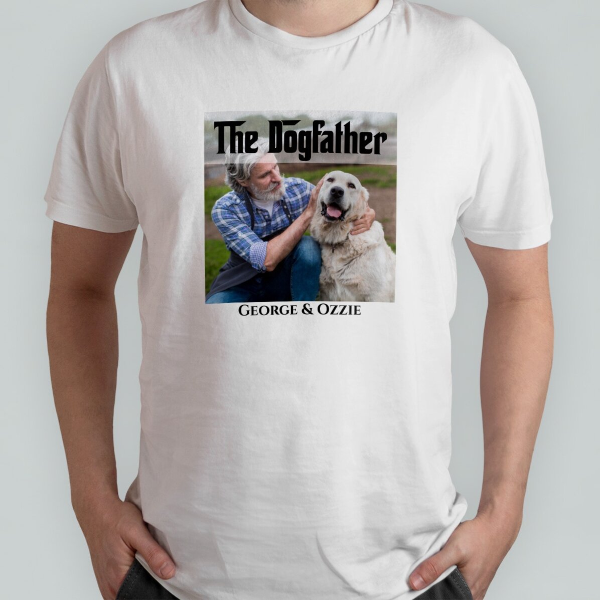 T-shirt en coton personnalisé avec un texte et une photo - The Dogfather