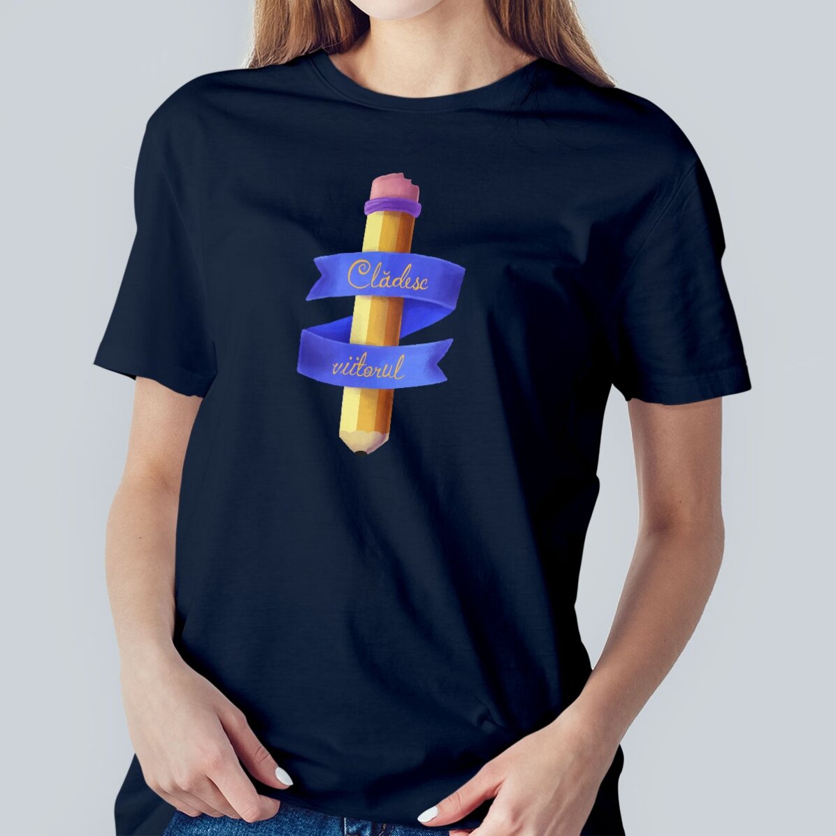 T-shirt en coton personnalisé avec un texte - Crayon aquarelle
