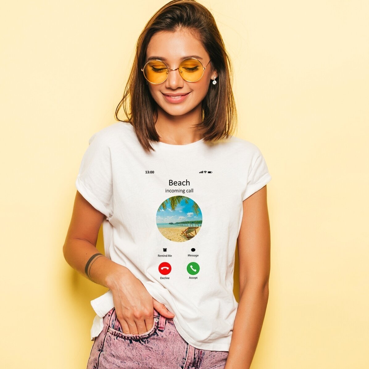 T-shirt personnalisé avec une photo et un texte - Appel entrant
