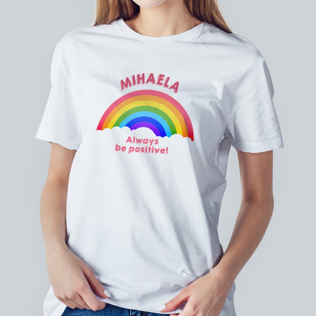 T-shirt personnalisé avec inscription - « Always be positive »