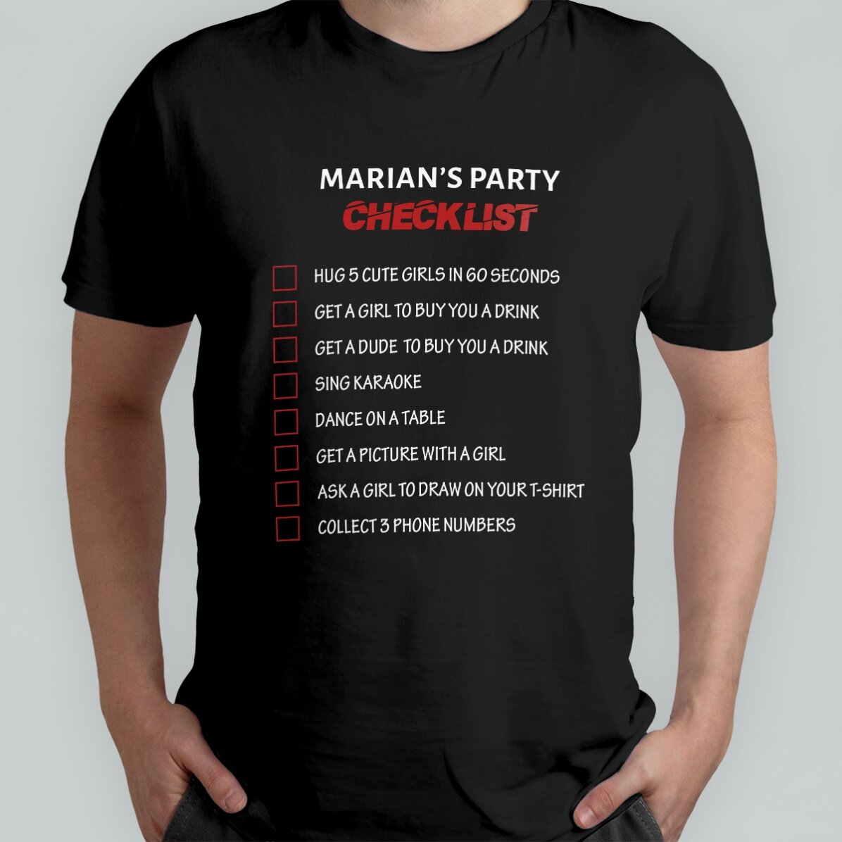 T-shirt personnalisé avec inscription - Checklist