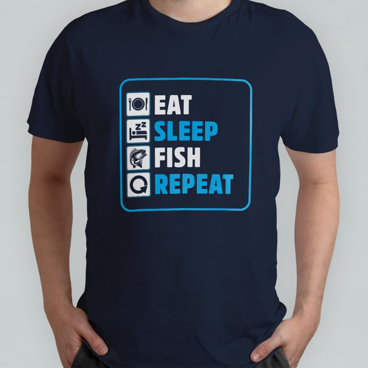 T-shirt personnalisé avec inscription - Eat sleep fish repeat