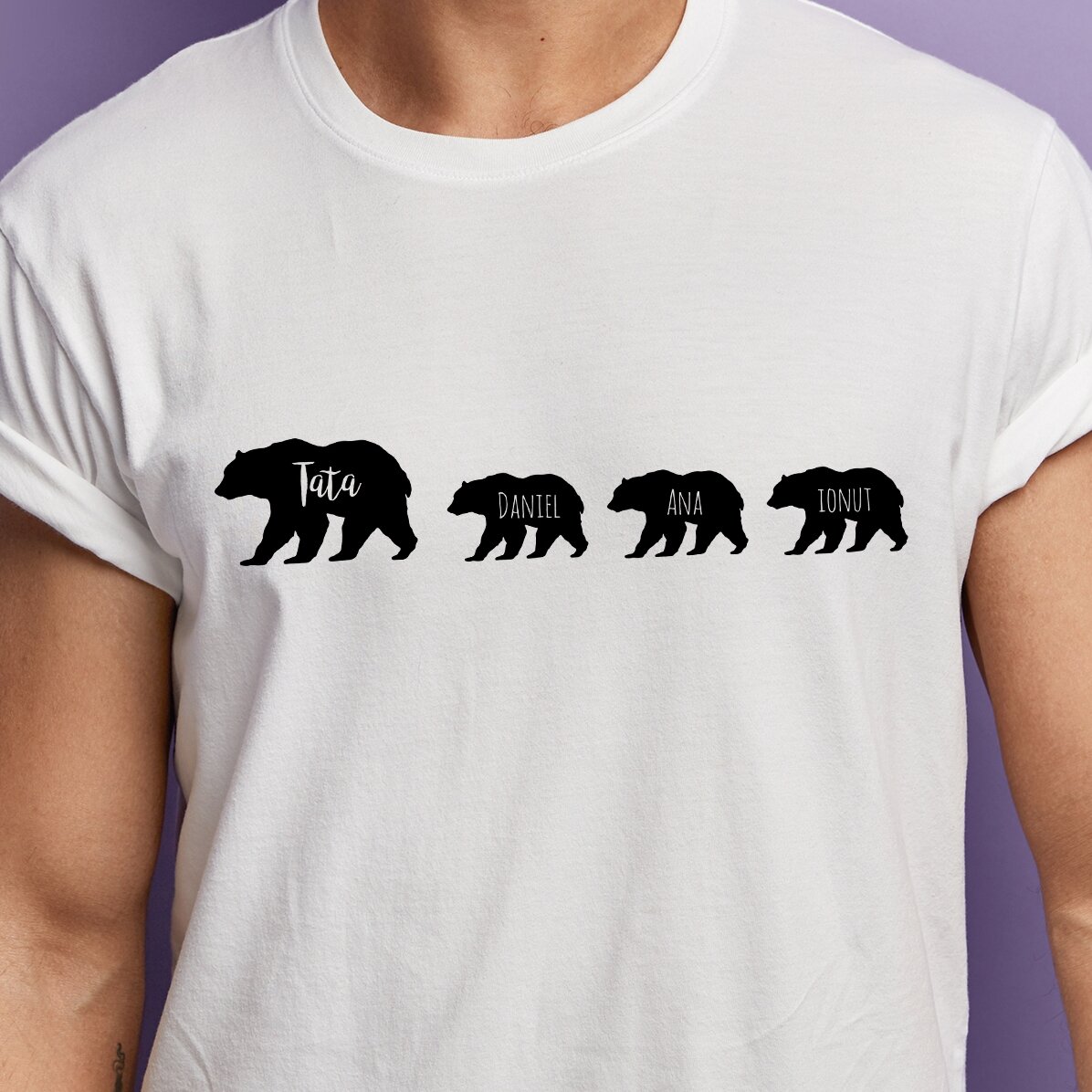 T-shirt personnalisé avec inscription - Un ours et ses trois petits