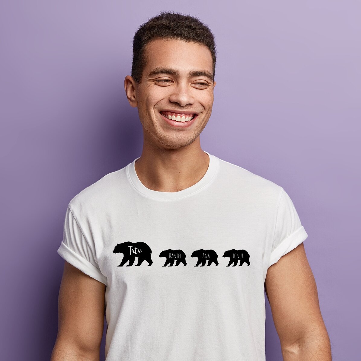 T-shirt personnalisé avec inscription - Un ours et ses trois petits