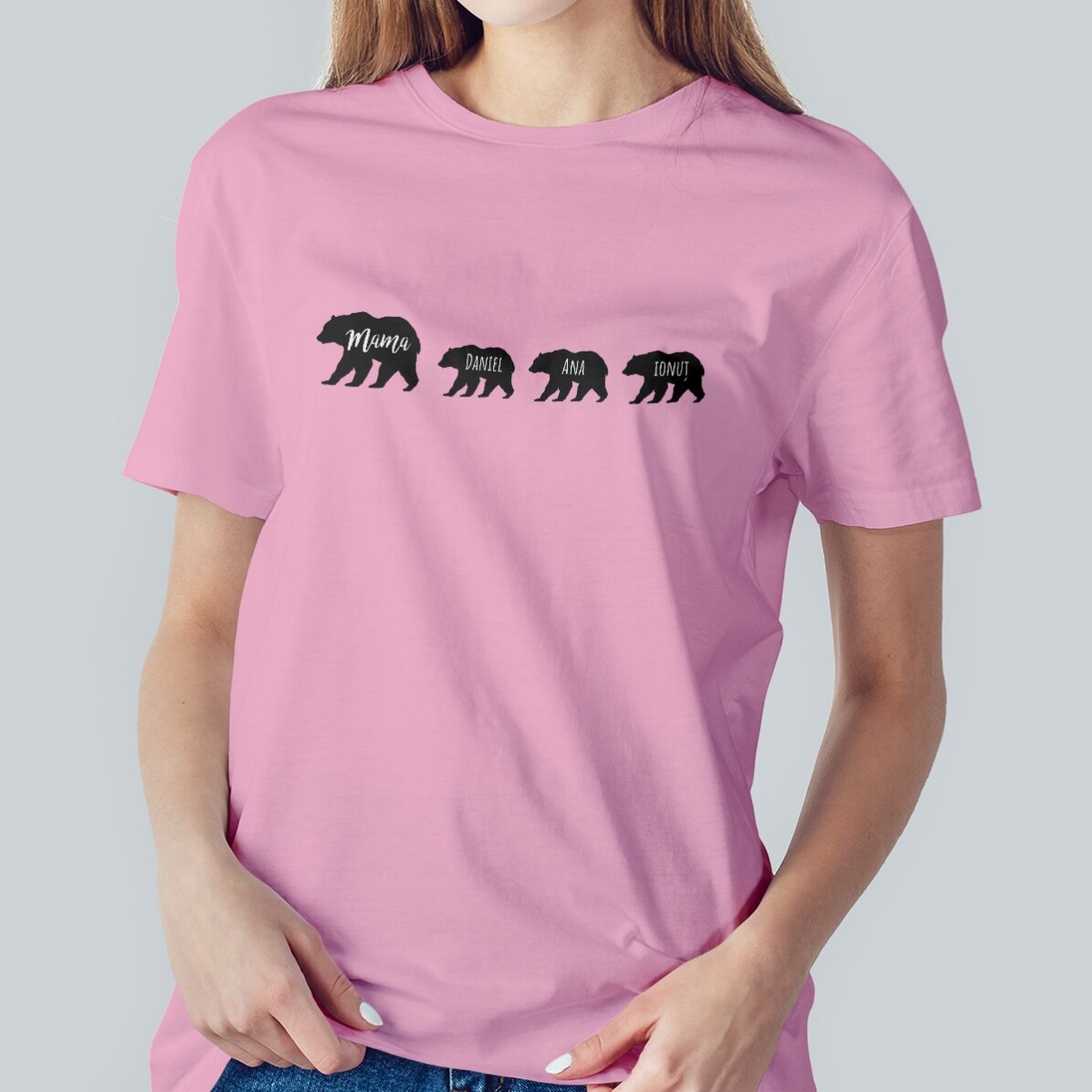 T-shirt personnalisé avec inscription - Un ours et ses trois petits