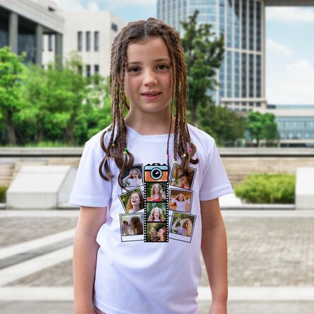 Personalised children's sports T-shirt with 9 photos