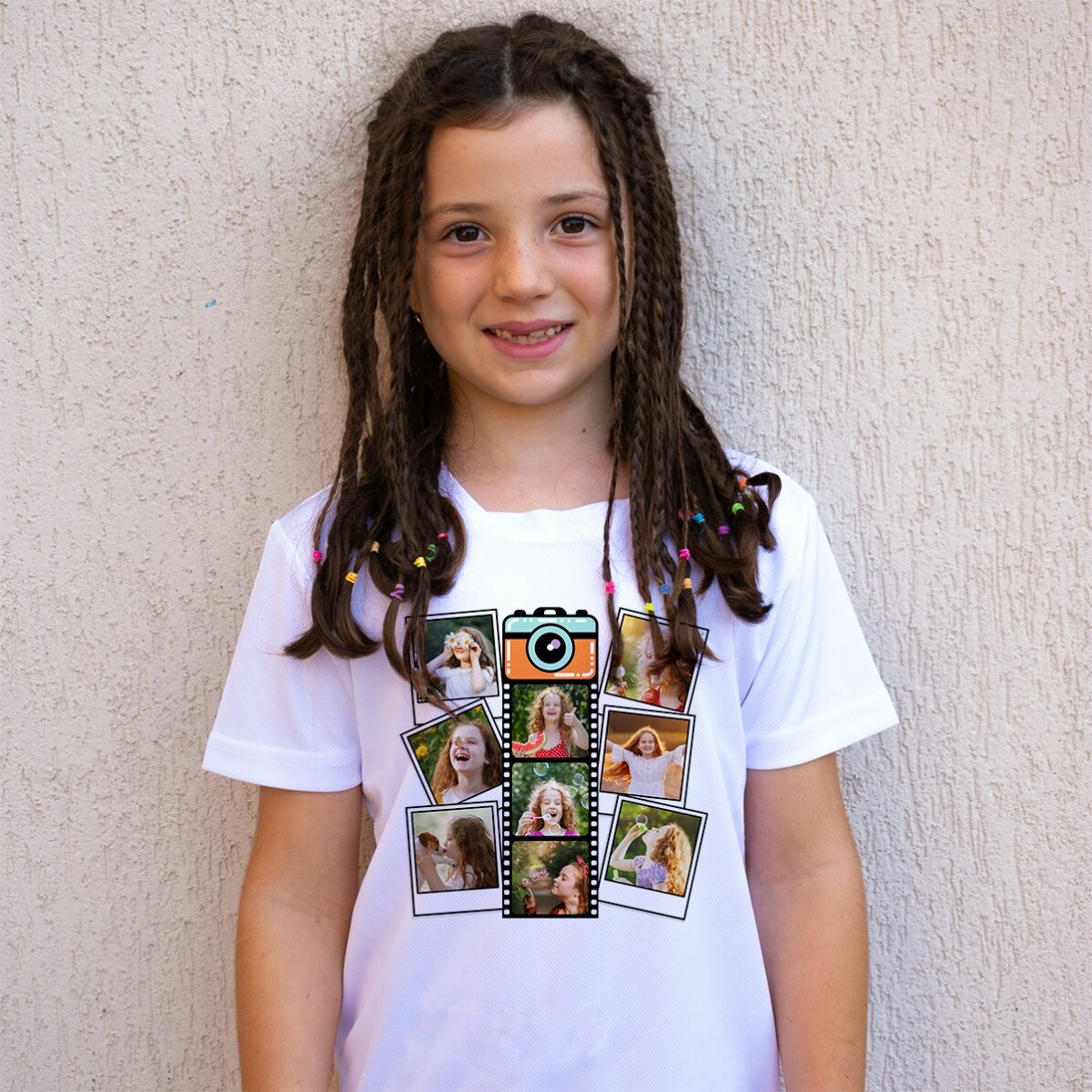 T-shirt de sport pour enfants personnalisé avec 9 photos