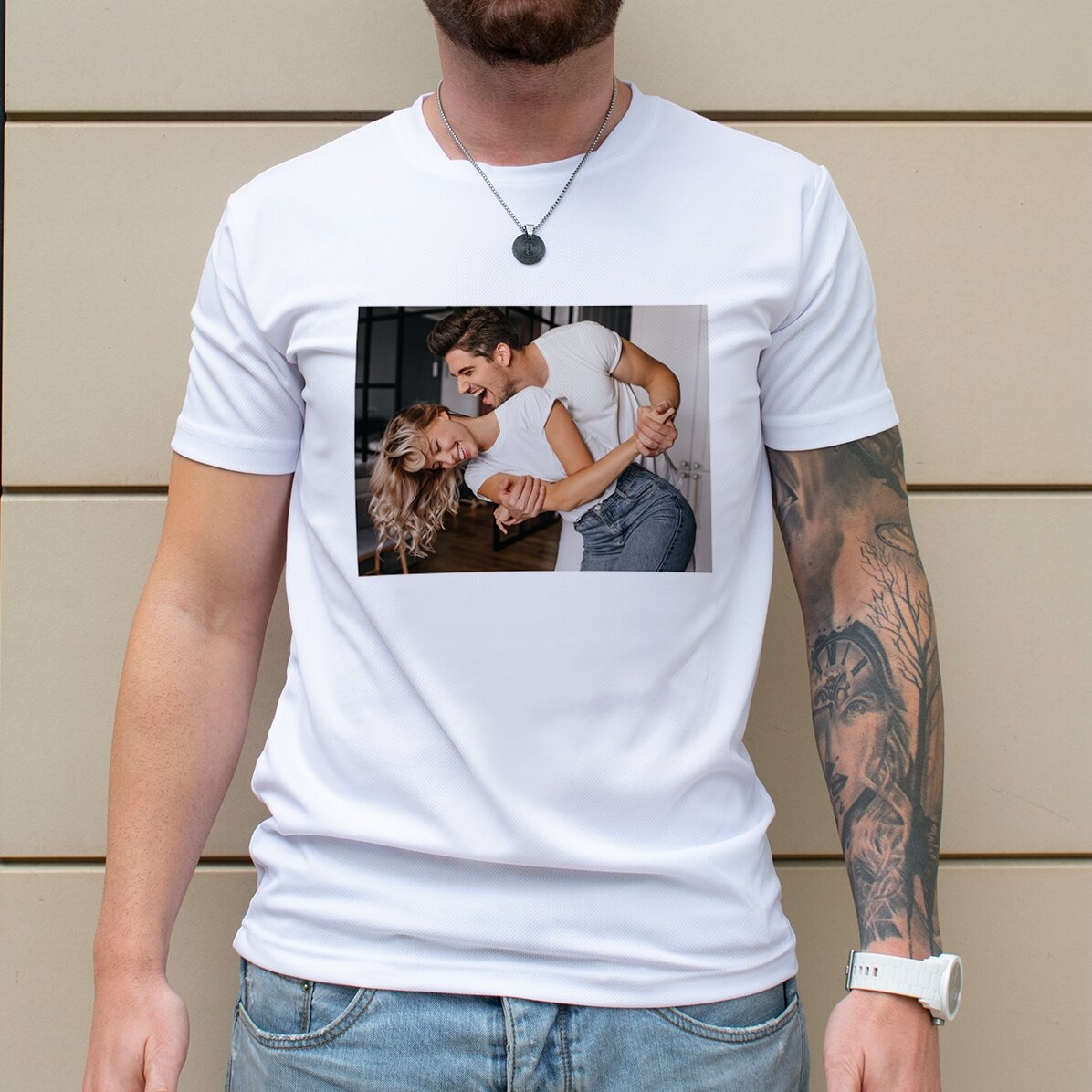 T-shirt de sport personnalisé avec une photo au format paysage