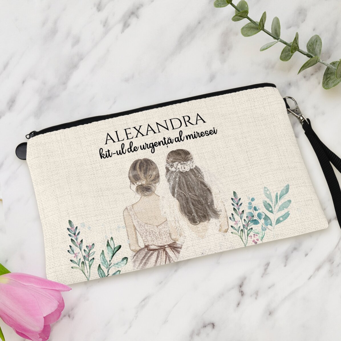 Trousse de maquillage personnalisée avec inscription - Demoiselle d