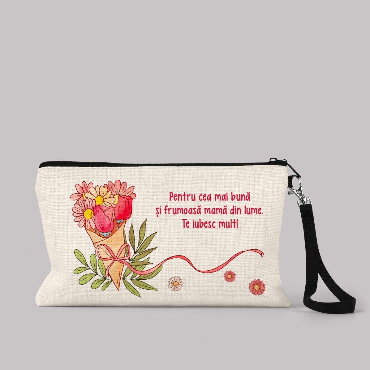 Trousse de maquillage personnalisée avec inscription - Flowers