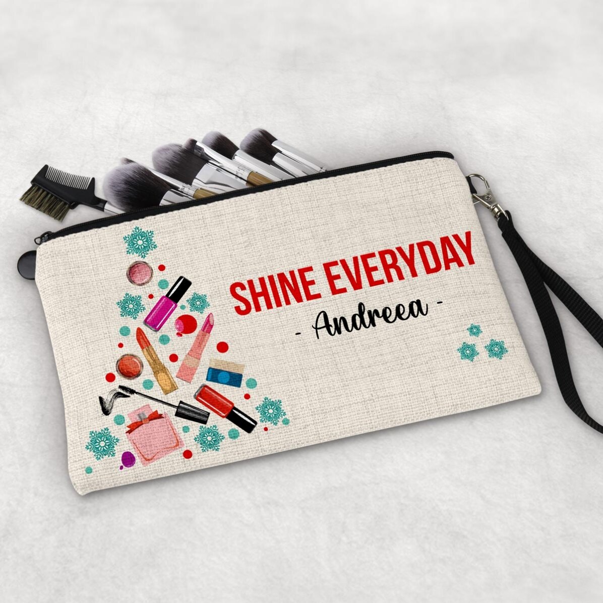 Trousse de maquillage personnalisée avec un message pour Noël